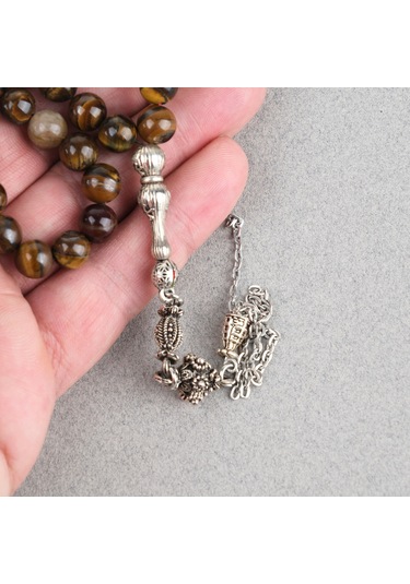 Kaplangözü Alpaka Püsküllü Küre Kesim 8.5mm Tesbih Ve Bileklik Seti Kahverengi