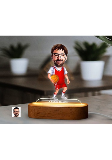 Bk Gift Kişiye Özel Basketbolcu Karikatürlü Dekoratif 3d Biblo Led Işıklı Gece Lambası-1, Arkadaşa Hediye Kobitmeyen138301 Bk Gift