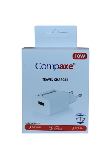 Compaxe Cta-521ıu 5v 2.1a 10w 1mt Usb 3.0 Ev Şarj Kafa + Lightnin
