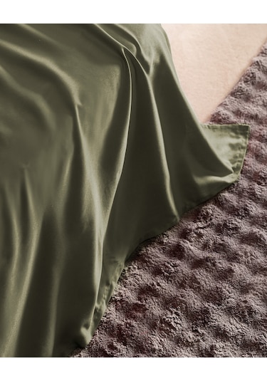 Madame Coco Ciel Tek Kişilik %100 Pamuk Lastiksiz Saten Çarşaf - Haki 8684427182208 Çok Renkli