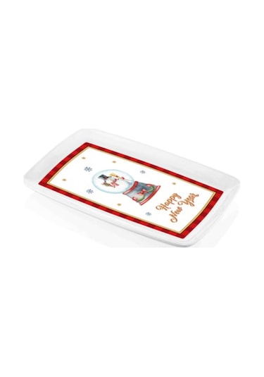 The Mia Globe Yılbaşı Temalı Dikdörtgen Servis Tabağı 34 X 25 Cm Renkli