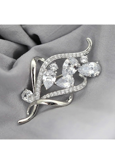 1 Adet Zirkonyum Kristal Çiçek Broş Pins Kadınlar Buketleri Kostüm Takı Hediyeler Çok Renkli