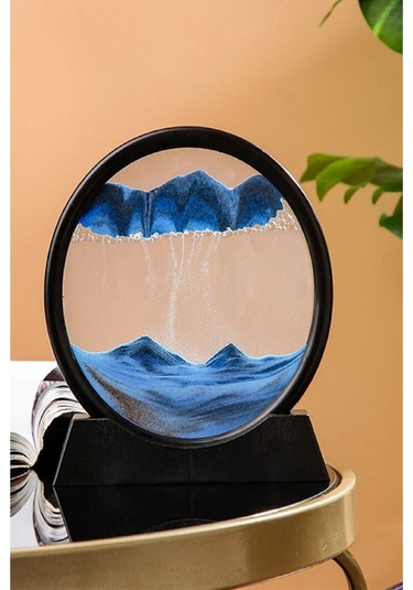 Plentiful Hareketli 3d Kum Saati 30cm Büyük Boy Mavi Yuvarlak 12inch Cam Dekoratif Sanatsal Rahatlatıcı