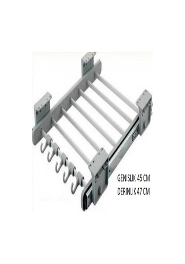 Dolap Içi Raylı Pantolonluk Askılığı 45 47 Cm Üst Rafa Montaj Olur Gri