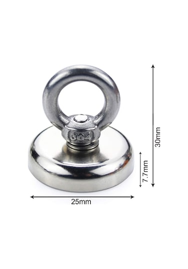 Ay Magnet Fishing Neodyum Pot Mıknatıs, Çap 25Mm, Kurtarma