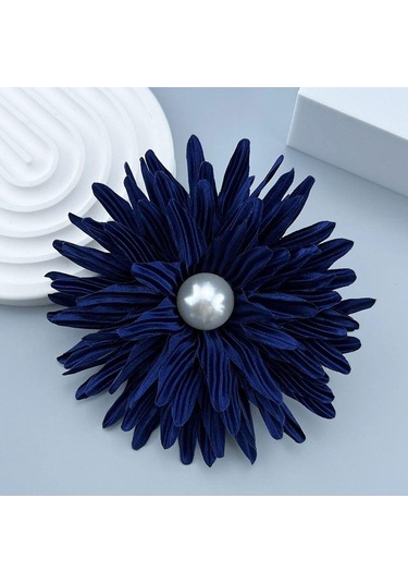Koyu Mavi Kumaş El Yapımı Aksesuarlar Büyük Çiçek Broş Takı Rozet Aksesuarları Pin Broş Yeni Korsaj Koyu Mavi