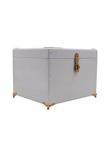 Altın Ayaklı Beyaz Tipbox 23x20x16cm Asma Kilit Hediyeli