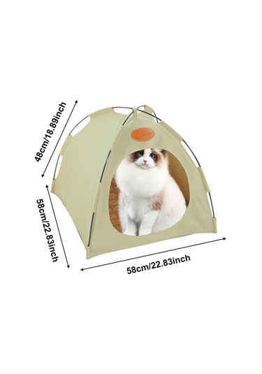 Vkemall Xl Bej Kedi Köpek Çadır Yatağı - Katlanabilir Dış Mekan Evcil Hayvan Konaklama Tulumu Yastık Dahil