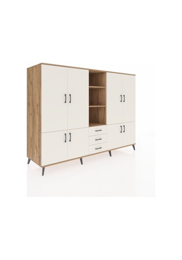 Kronos Dolap 11 Raflı 3 Çekmeceli 8 Kapaklı 220x59x163 Çam-aytaşı Çam-aytaşı