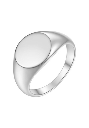 Retro Yüzük Saf Renk Cilalı Titanyum Çelik Yuvarlak Yüzey Basit Stil Çok Gümüş