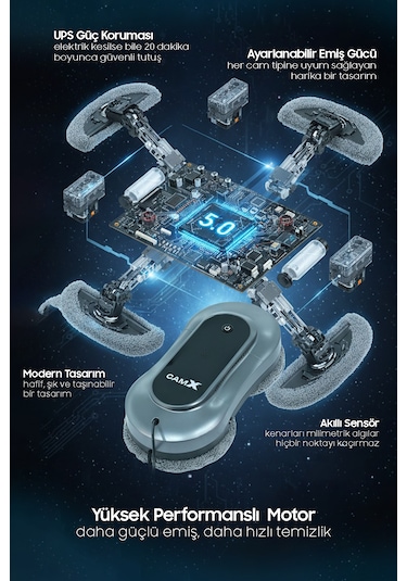 Camx YW810 Cam Temizleme Robotu Açık Gri