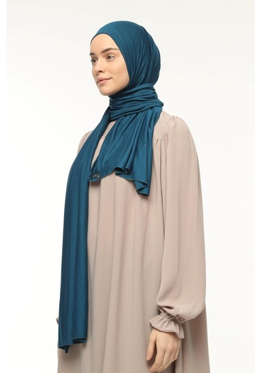 Tesettür Penye Şal Düz Petrol