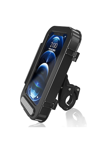 Bisiklet Su Geçirmez Çanta Motosiklet Şeffaf Flip Telefon Tutucu Siyah Siyah