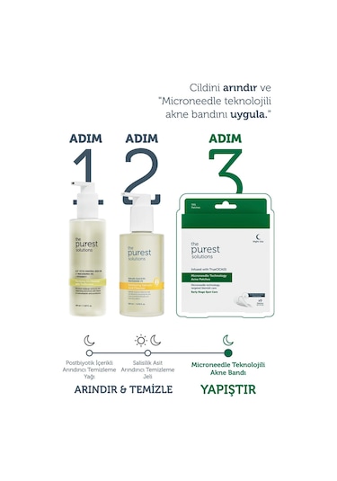 The Purest Solutions Microneedle Teknolojili Akne Bant, Akne Karşıtı Yama, Mikroiğneli Bant, 9'lu