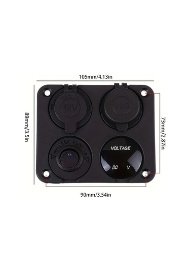 Boatshop1 Mavi 1 Adet 4lü 12v Cift Usb Sarj Cihazi Led Voltmetre Vida Ve Dubel İle Kolay Montaj Karavan Araba Tekne Icin