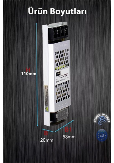 Şemalı 12v 5 Amper Ultra Slim Fansız Şerit Led Trafosu/driver