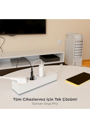 Günsan  Üçlü Çocuk Korumalı Topraklı Grup Priz 3 Metre