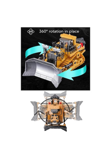 Işıklı Sesli Full Fonksiyon Metal Hareketli Buldozer 2.4ghz Uzaktan Kumandalı İş Makinesi Kepçe