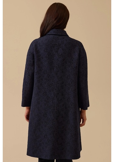 Galaxi Kadın Büyük Beden Desenli Jakar Kap 4003 Lacivert Lacivert