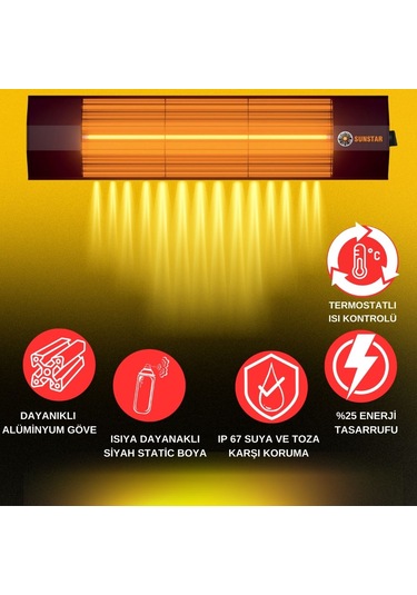 Sunstar Halojen Termostatlı 1800 W Soba - İnfrared Isıtıcı