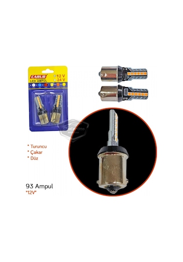 Carub Düz-çakarlı Park Stop Sinyal Ampulü Tek Duy 12 Led Fren Lambası 12v 93 Turuncu 00 Şüscaroto Aksesuar