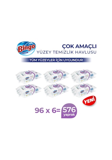 Bingo Pratik Yüzey Temizlik Havlusu Lavanta 6 x 96'lı