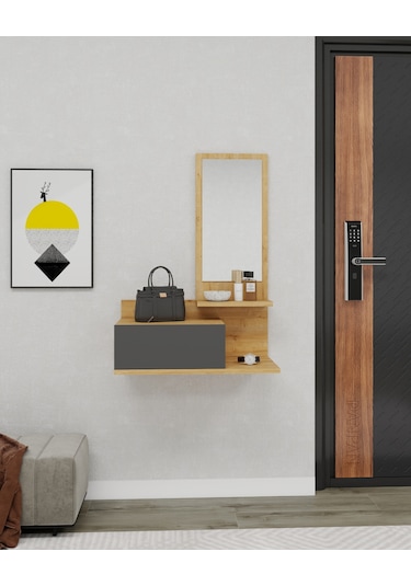 Arnetti Rozella Aynalı Duvara Monte Dresuar Antrasit Safirmeşe Antrasit - Safirmeşe