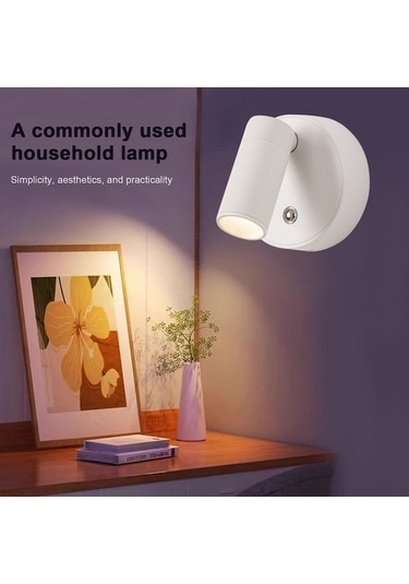 Ulzyvf Modern Spot Işıklı Manyetik Duvar Lambası Dimmerli Yatak Odası Okuma Lambası Titremesiz Göz Koruma Açısı Tip-c Şarj Edilebilir Beyaz Beyaz