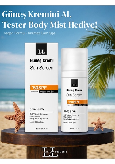 Lau Lau Tone Up Pink Lekeli Ciltler için Güneş Kremi SPF50+ 50 ML