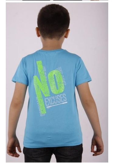 Toontoy Erkek Çocuk Excuses Baskılı Cepli Tişört Turkuaz
