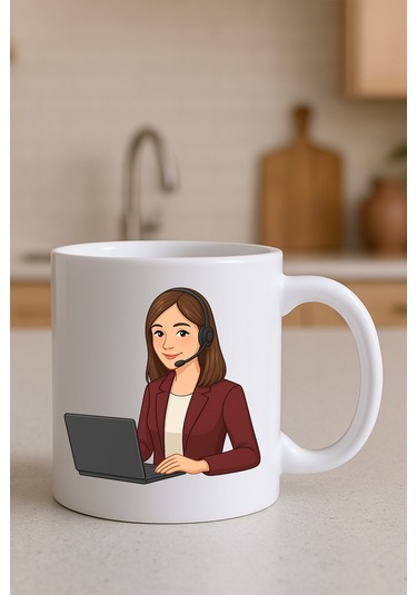 Meslek Baskılı Kupa Kadın Müşteri Temsilcisi