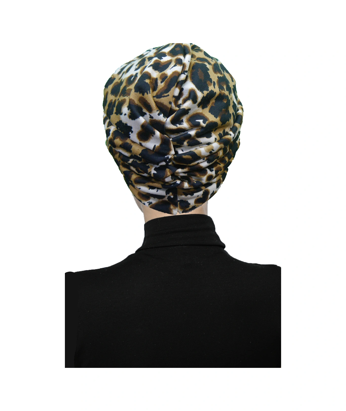 Savanna Chic Desenli Çapraz Ve Bant Detaylı Astarlı Hazır Türban Tesettür Havuz Bonesi Açık Leopar