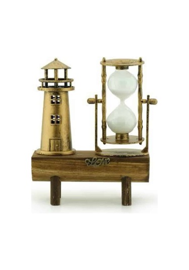 Deniz Feneri Kum Saati Ahşap Görünümlü Vintage Tarz Biblo