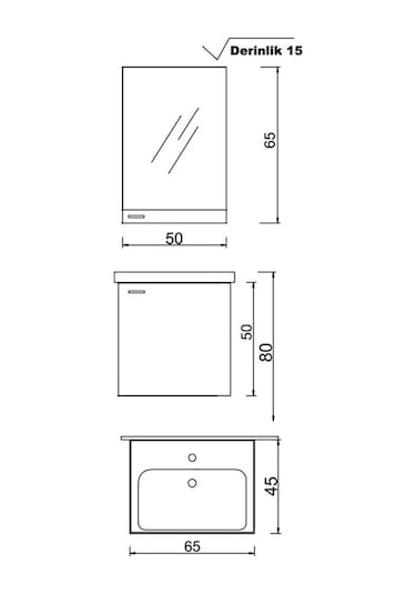 Denko Terra 65 Cm Mdf Beyaz Banyo Dolabı Takımı Beyaz