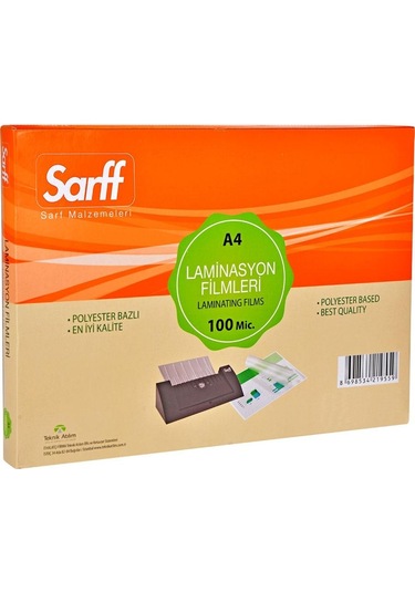 Sarff 100 Mikron Parlak A4 Pvc Laminasyon Filmi 100 Lü Paket