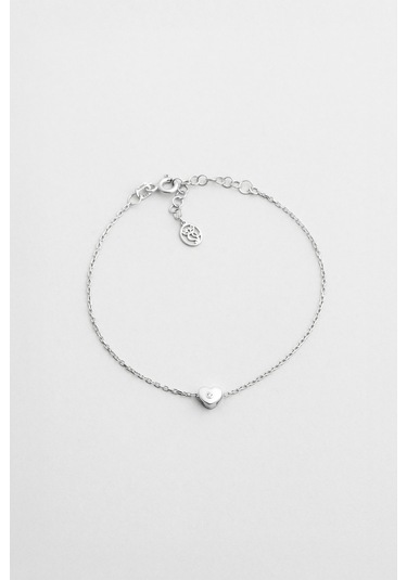 Little Love 18 Ayar Beyaz Altın Kaplama 19 Cm Gümüş Bileklik Rodyum