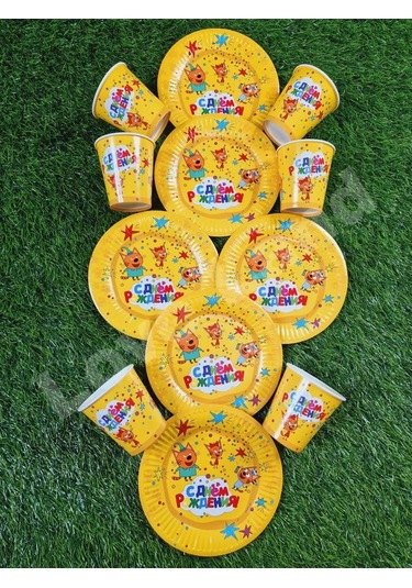 Love Land Parti İçin Tek Kullanımlık Üç Kedi 12 Kişilik Sofra Takımı 168019414 Diğer