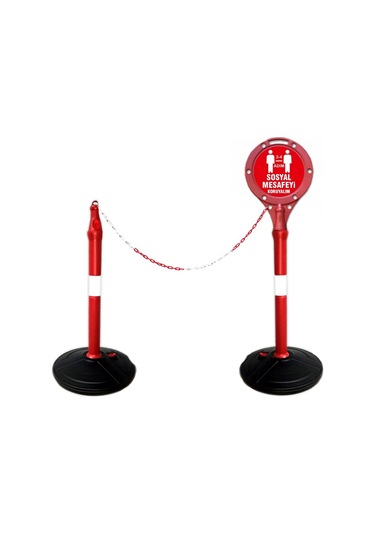Sosyal Mesafe Uyarı Bariyer Dubası 2 Adet Duba 2 Metre Zincir Ve