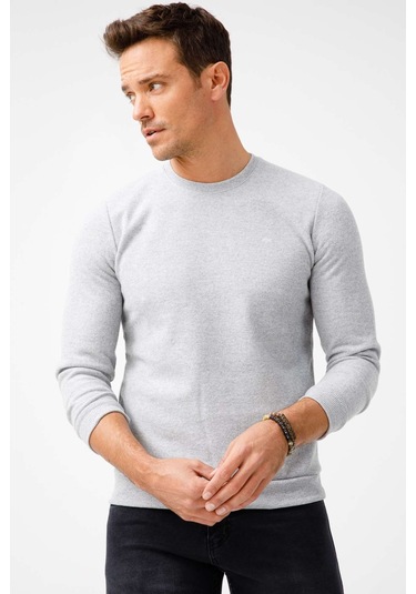 İgs Erkek Gri Standart Bisiklet Yaka Triko Gri