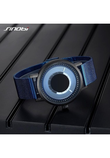 Yingfu Mavi Sınobı Moda Tasarımı Erkek Kuvars Kol Saatleri Adamın Örgü Kayışı Lüks Spor Hediyelik Saat Reloj Hombre Mavi