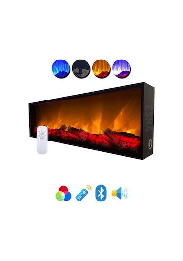 Esha Home Elektrikli Yapay Dekoratif Şömine Bluetooth I 125x30cm
