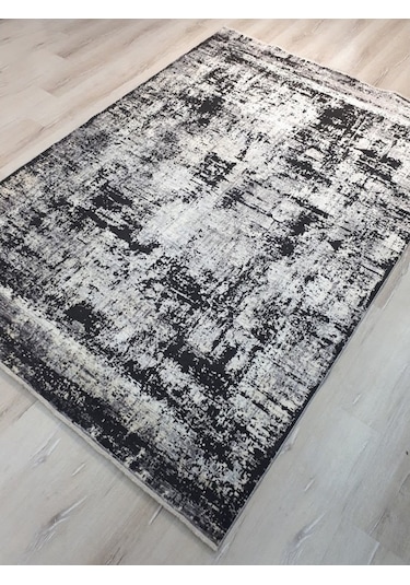 Tuğra Halı Rustic 1076 Siyah Gri 160X230 Cm Saçaklı Salon Halısı