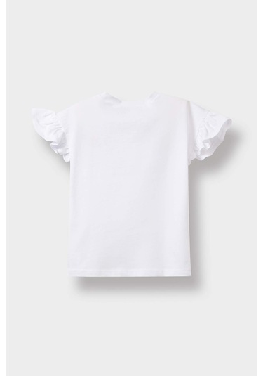 Defacto Kız Bebek Bisiklet Yaka Baskılı Kısa Kollu Tişört E0697a525smwt34 Beyaz