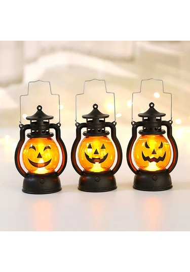 Youtek Halloween Dekorasyon Led Kıvırcık Feneri, Dayanıklı Plastik Kabak Şekli, Taşıma Kancası, Parti Ve Festival Işıklı Aksesuarı Diğer