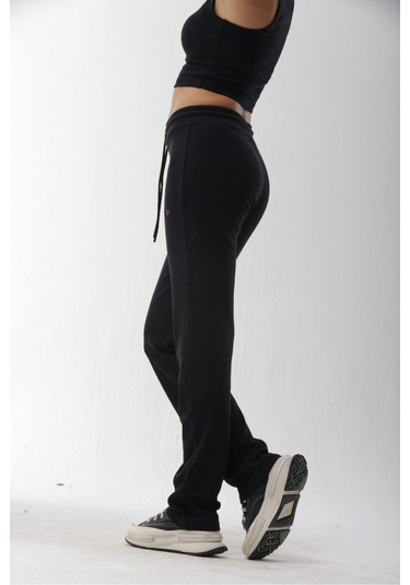 Kaşkorse Siyah Fitilli Eşofman Altı Siyah