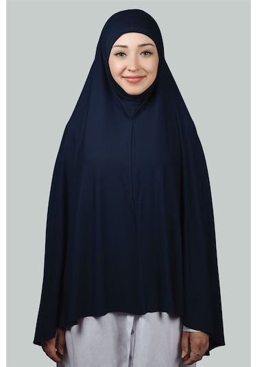 Altobeh Hazır Türban Peçeli Pratik Eşarp Tesettür Nikaplı Hijab - Namaz Örtüsü Sufle (5XL) - Lacivert