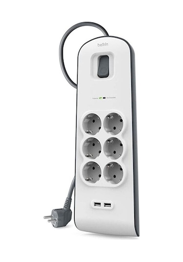 Belkin Akım Korumalı Uzatma Priz 6lı 2m 2x2.4a Usb Girişi