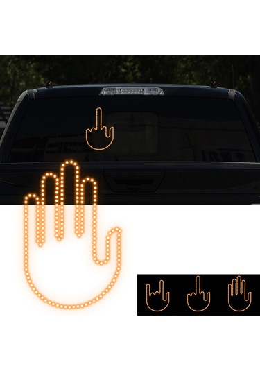 Komik Araba Parmak Işığı Uzaktan Kumandalı Çok Amaçlı Hareket Gösterim Işığı, Araba Arka Camı İçin Led El İşareti