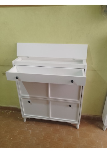 Düşer Kapak Ayakkabılık Beyaz