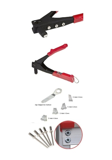 Perçin Makinası Tabancası Elle Sıkım Perçin Aleti 40 Adet Perçin